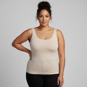 Spanx Thinstincts Tank Top Beige Shapewear Camisole 1X Scoop Neck Seamless